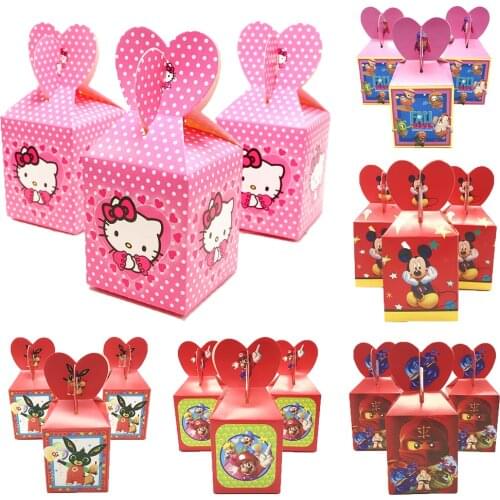 6PCS Frozen Minnie Mouse Party Supplies Candy Box Baby Shower Birthday Party Decor Cartoon Kids Birthday Paper Gift Boxes