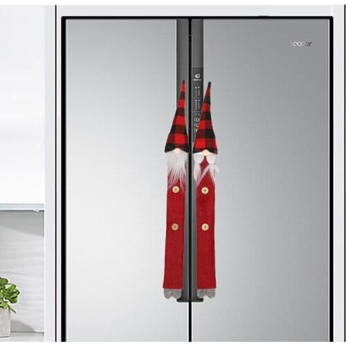 8pcs/set Kitchen Protective Christmas Handle Knob Cloth Covers Santa Claus Microwave Oven Refrigerator Handle Cover Party Decor
