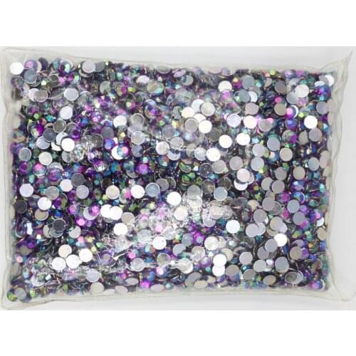 Amethyst AB Color 1.5~10mm Flat Back Round Acrylic Rhinestones Beads / Stones ,3D Acrylic Nail Art / Garment Decoration