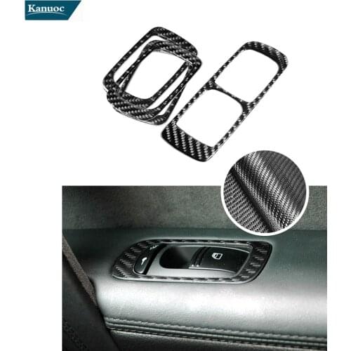 Car Stickers Carbon Fiber Cover Trim For Porsche Cayenne 2003-2010 Front and Rear Doors Windows Lift 4PCS Car Accessories