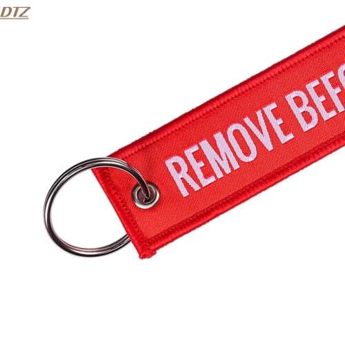 Brand New 1 Piece Fashion Remove Before Flight Tags Keychain Keyring Rectangle Polyester Embroidery Message Multicolor 13*3CM