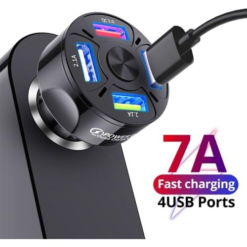 QC 3.0 Quick Charge Dual 4USB Car Charger All Metal Car Auto Charger Mini Car Phone Charger for iPhone Samsung Huawei Xiaomi
