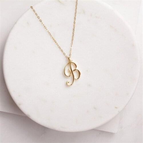 26 Initial Letter Pendant Necklace Statement Fashion Alphabet Long Gold Color Chain Choker Women Girls Charm Jewelry Gifts