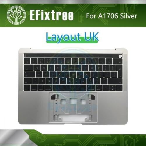 UK Silver Topcase C Case Housing Palmrest For Macbook Pro Retina 13'' A1706 Top Case With Keyboard Layout 2016 2017 English