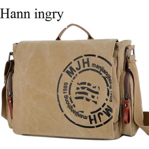 HANN INGRY 2021 Hot Sell Vintage Messenger Handbag New Canvas Wear-Resisting Shoulder Bag Casual Printing High-Capacity H143D