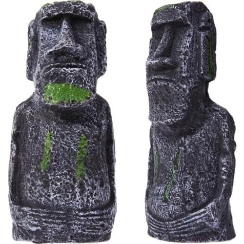 Fish Tank Landscaping Artificial Easter Island Statue Portraits Decoration