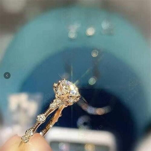 Exquisite Simple Round Cubic Zirconia Womens Single Ring Party Wedding Jewelry Hand Accessories Size 5-11