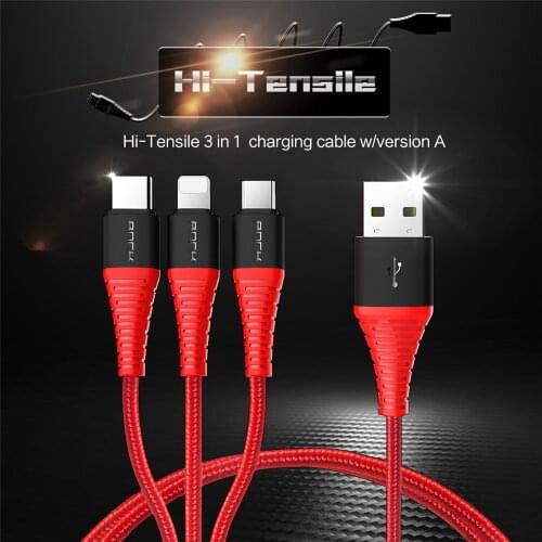 Rock Multi 3 in 1 usb cable Fast charging data for iPhone 11 Samsung s9 huawei xiaomi 9 8 6 oneplus phone charger Android tablet