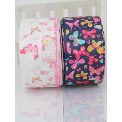 1-1/2"38mm Butterfly printed grosgrain ribbon hand made importer gift wrap tape diy bow decorative ribbons 10 yards