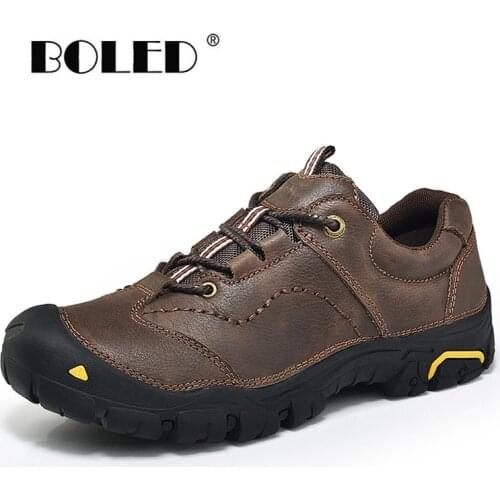 Natural Leather Shoe Men Comfortable Outdoor Casual Shoes Lace-Up Spring/ Autumn Beathable Men Shoes Sneakers