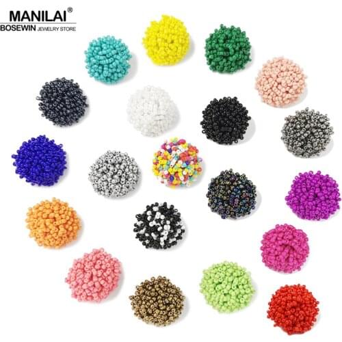 MANILAI Perfect Match Bohemia Earrings For Women Accessories Ethnic Jewelry Resin Handmade Beaded Earrings 19 Color Choice