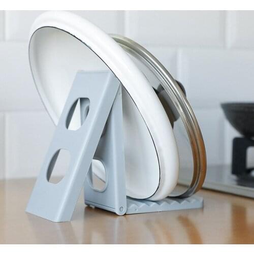 1 Pc Multifunctional Foldable Pot Cover Rack Kitchen Spatula Pot Cover Rack Cutting Board Adhesive Plate Storage Rack Hot