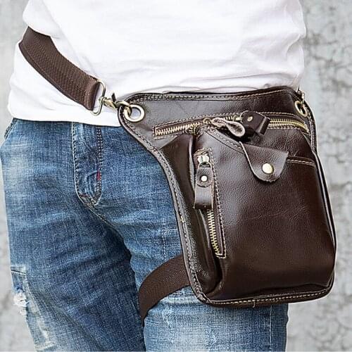 Men belt bag Real Leather Leg bag Hook waist bags Men Motorcycle Cigarette Case Drop Leg Bag men Tactical Phone pack Thigh bags