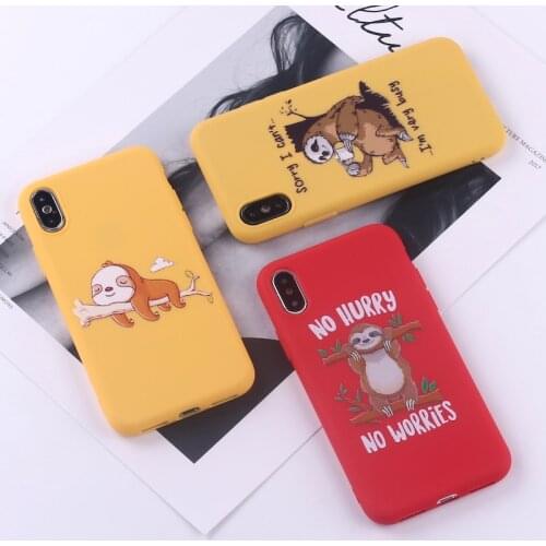 Cute Sloth Cartoon Animals Funny Soft Silicone Candy Case Cover Coque Fundas For iPhone 12 11 Pro Max 8 8Plus X XS Max 7 7Plus