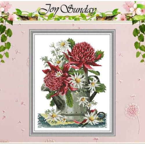 Flowers and Water Pots patterns counted 11CT 14CT Cross Stitch Set DIY Chinese Cross-stitch Kit Embroidery Needlework home decor