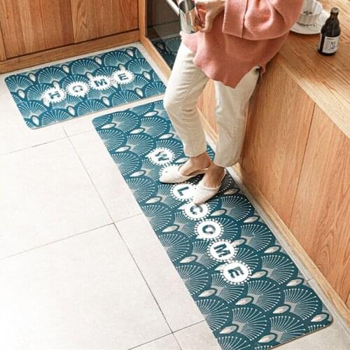 Non-slip PVC Kitchen Mat Waterproof Durable Entrance Door Mat Bathroom Carpet Home Kitchen Mats Decorative Bedroom Rugs Machine