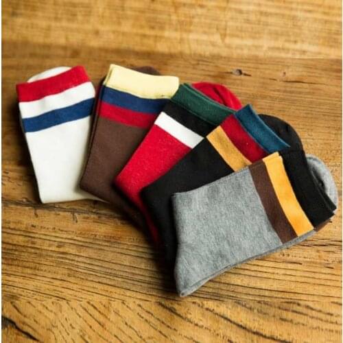 Autumn Winter New Brand Socks Men/Male Happy Cotton Socks Stripes Baseball Socks Mens Colorful Breathable Absorbent Socks