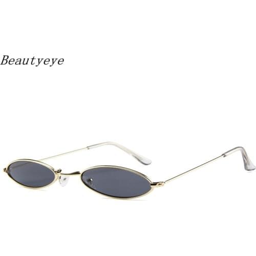 Beautyey 2018 small oval sunglasses for men and women male retro metal frame yellow red vintage small round sun glasses for