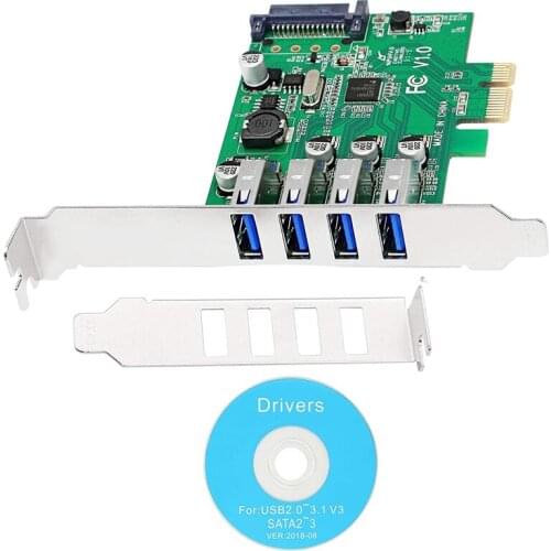 PCI-E to USB 3.0 4 Port PCI Express Expansion Card with 15-Pin SATA Power Connector Super Speed Up to 5Gbps Build