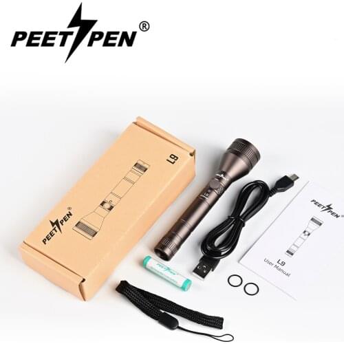 PEETPEN L9 USB Rechargeable LED Flashlight Pocket Torch 4 Modes 800 Lumens 10440 Battery Waterproof light for Home Outdoor