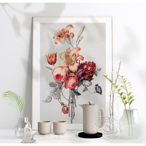 Colorful Flower Poster, Nordic Minimalist Flower Leaf Art Canvas Painting, Plant Foyer Corridor Girl Living Room Home Decor Gift