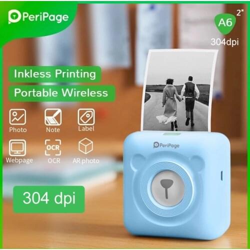 PeriPage A6 304 dpi High Resolution Mini Printer Portable Bluetooth Photo Printer Wireless Bluetooth Thermal Printer with Paper