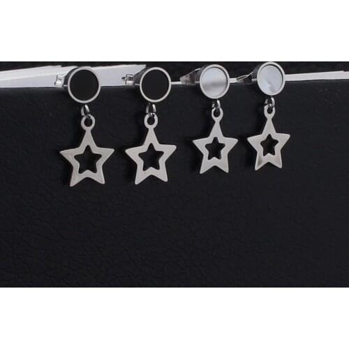 Star Drop Earrings Silver Color Fashion Stainless Steel Jewelry Earrings For Women EKCZZAFBA