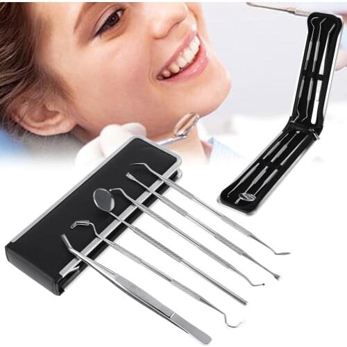 6pcs/set Stainless Steel Dental Tools Tooth Stone Remover Teeth Clean Hygiene Probe Scaler Cavity Mirrors Dentist Tweezers