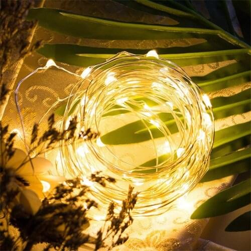 Copper Wire LED String Lights Christmas Garland Indoor Bedroom Home Wedding New Year Decoration Battery Powered Fairy Lights