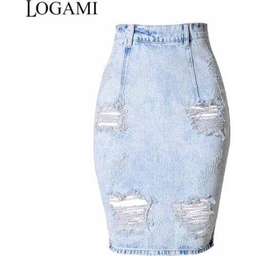 Women Denim Skirt Knee Length High Waist Pencil Skirt Skirts Womens 2017 Faldas Midi Estampadas Saia Jupe