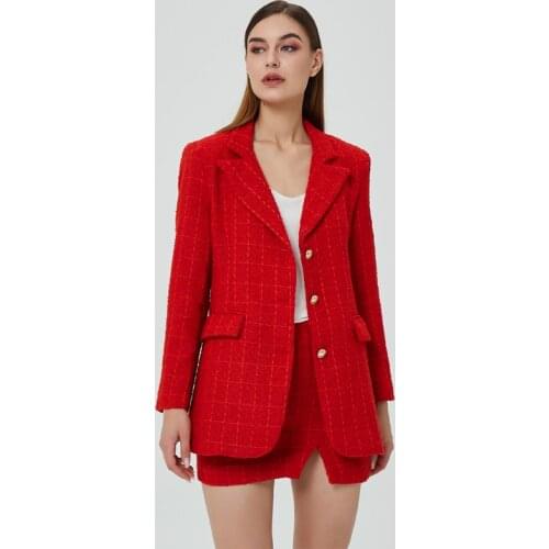 Women printed lined mini skirt 2021 Tweed high-waist side zip slit hem skirts Office Lady Casual Business Suit skirt