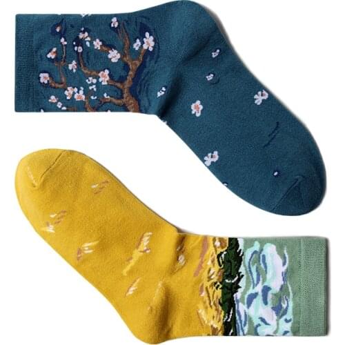 Women Socks Japanese Harajuku Socks Cartoon Painting Cotton Socks Creative Colorful Knitting Striped Funny Socks Male and Female