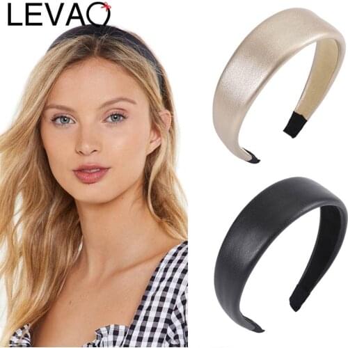 LEVAO Handwor Synthetic Leather Hairbands Headbands Bezel Turban Bohemia Women Elegant Girls Hair Accessories Headwear Hair Hoop