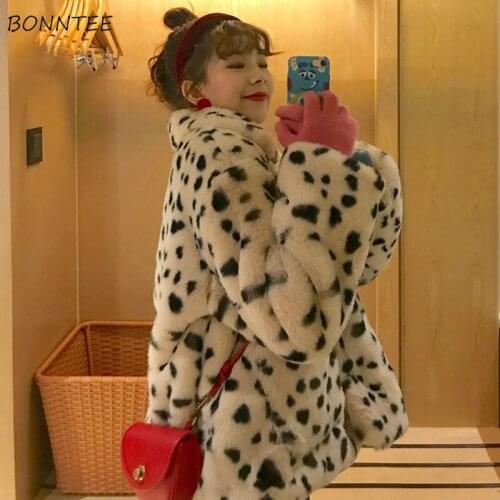 Parkas Womens Leopard Turn-down Collar Winter Warm Single Breasted Pocket Korean Style All-match Chic Soft Harajuku Fashion New