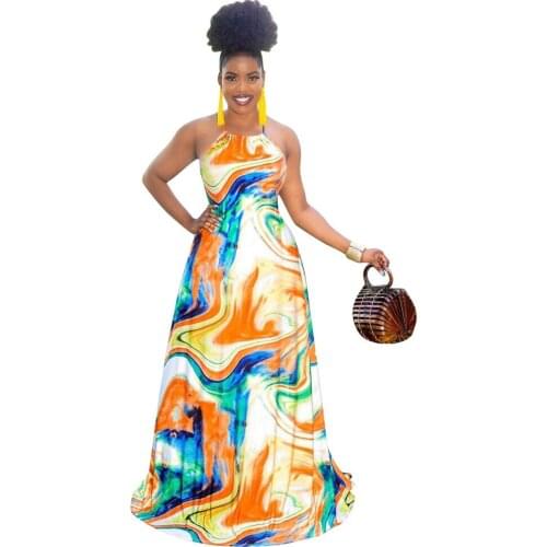 Women Dresses Summer 2021 Hot Recommend Korean Style Tie Dye Elegant Fashion Holiday Party Sundress Backless Chic Wedding Gowns