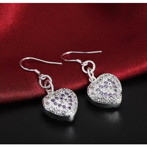 New 925 Sterling Silver noble Zircon Hollow heart Earrings for Women fashion party wedding high quality Jewelry Holiday Gifts