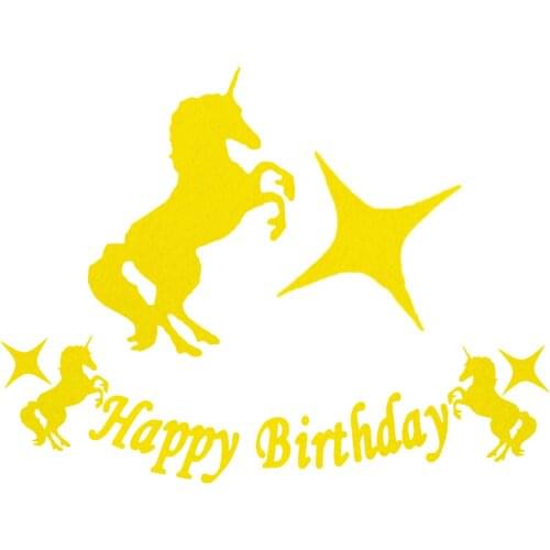1pc Cartoon Unicorn Star English Happy Birthday Banner Pennant Garland Kids Baby Shower Birthday Party Bunting Decor Supply