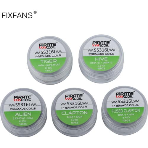 10Pcs/Box SS316L Prebuilt Coil Alien Clapton Fused Clapton Premade Coils for RDA RTA Atomizer Vape Vaping Heating Wire