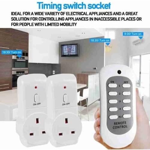2 Way Wireless Remote Control Plug In Sockets Mains 13A Energy Saving Remote Control Plug
