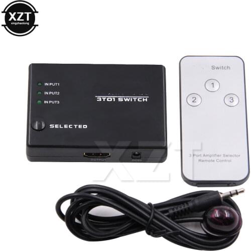 3 Port 1080P HDMI Switcher Video HDMI Switch Switcher Splitter Hub IR Remote Controller For HDTV PS3 DVD 360 Xbox hot sale new