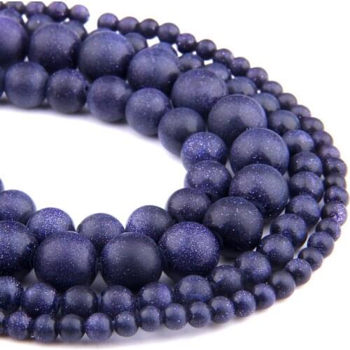 6 8 10 12mm Frosted Bluesand sandstone Beads Round Matte Loose blue sand stone Beads Gem Stone Beads For Jewelry Making bracelet