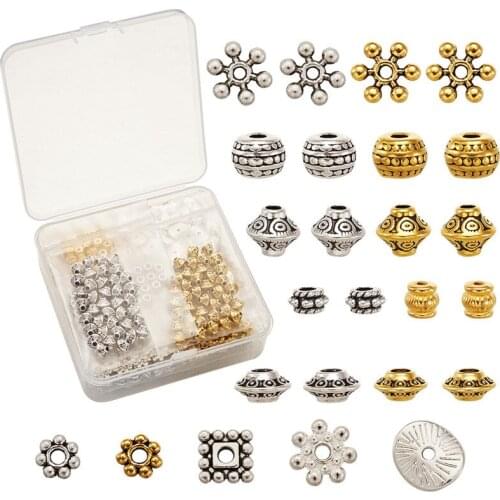 600pcs/box Tibetan Style Alloy Bead Spacers, Mixed Shapes, Mixed Color ,14x10.8x3cm F50