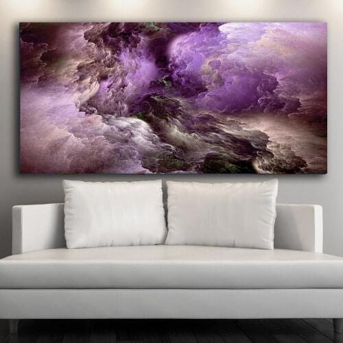 Large Size Landscape Wall Art Prints Cloud Abstract Purple Colorful Oil Painting Decor for Living Room Wall Picture no frame
