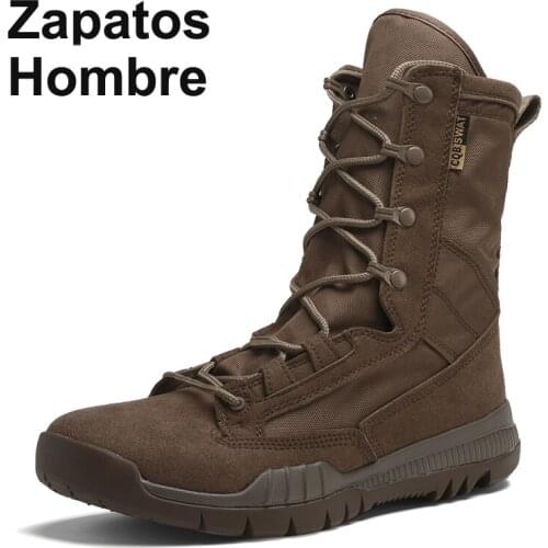 High Quality Canvas Military Boot Men Breathable Desert Shoes Male Combat Tactical Army Boots Waterproof Tacticals Ankle Botas