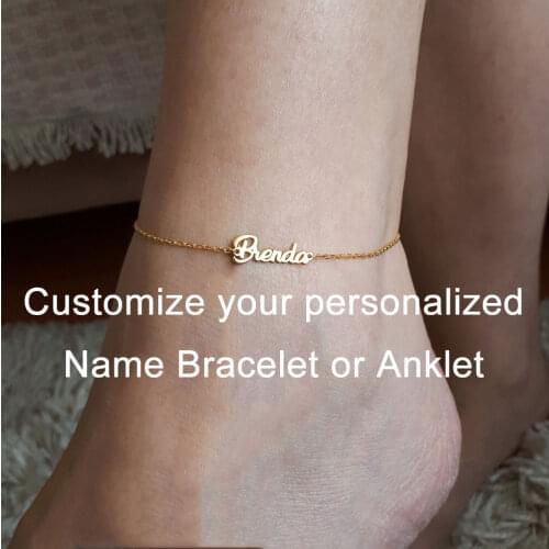 Custom Name Bracelets or Anklets Personalized Jewelry for Womens Girls & Kids Stainless Steel Gold Best Friends Birthday Gifts