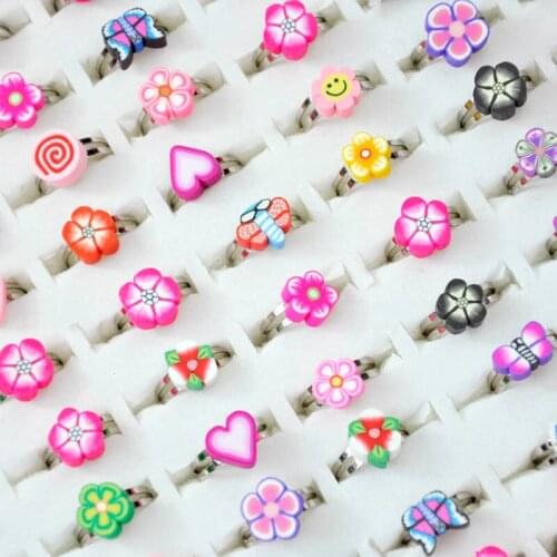 300Pcs New Cute Soft glue Flowers Girls Boys Kids Childrens Ring Children Jewelry Lots LR4059 Environmental protection