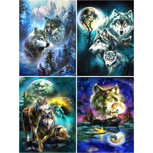 EverShine 5D DIY Diamond Painting Wolf Cross Stitch Animal Full Square Diamond Embroidery Rhinestone Painting Mosaic Home Decor