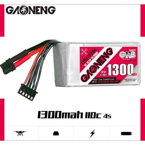 Gaoneng GNB 1300mAh 4S 15.2V 110C HV 110C/220C Lipo Battery XT60 Plug For FPV Racing Drone RC Quadcopter Multirotor Parts