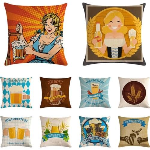 Cotton Linen British Style Retro Pillowcase Creative Beer Bottle Pillow Cover Household Cushion Covers Pillowcase Gifts ZY1171