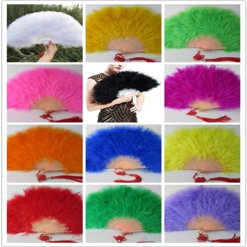 Nice Feather Fan For Dance Props Hand Goose Feather Folding Fan Wedding Pink Hot Pink White Purple Black Blue Yellow Red gifts